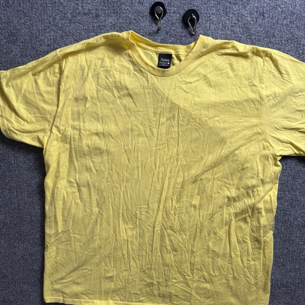 Hanes Perfect-T Men's Yellow Short Sleeve Crewneck T-Shirt Plain Solid Tee 2X